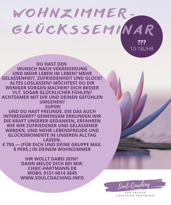 Wohnzimmer-Glücksseminar Christine Hartmann